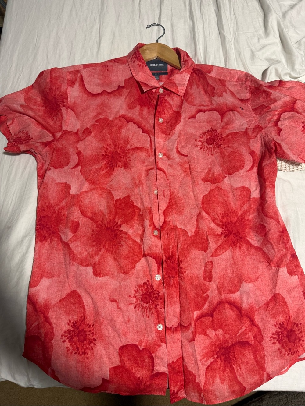 Bonobos Red Floral Short Sleeve Button-Down Shirt